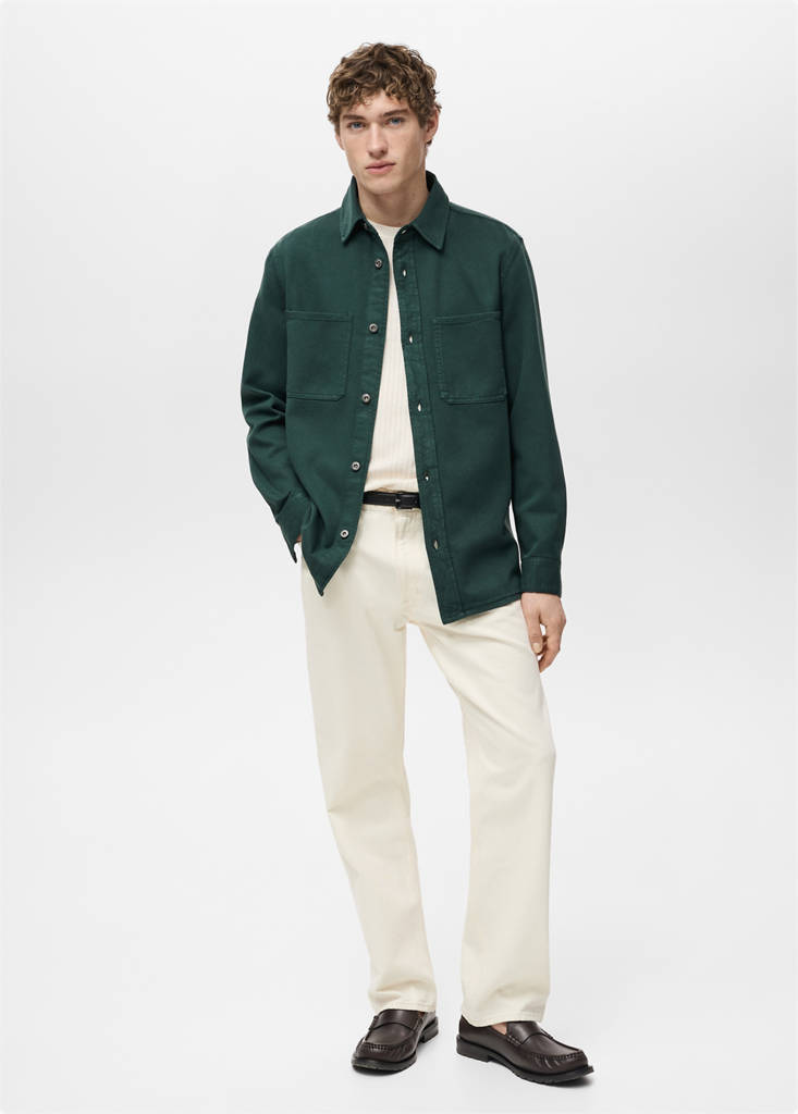 Regular-fit cotton lyocell overshirt — Dark Green