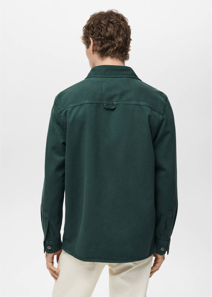 Regular-fit cotton lyocell overshirt — Dark Green
