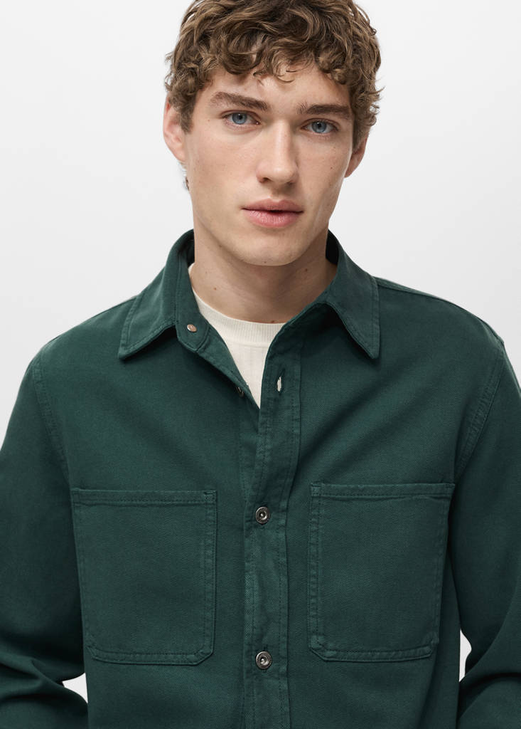 Regular-fit cotton lyocell overshirt — Dark Green