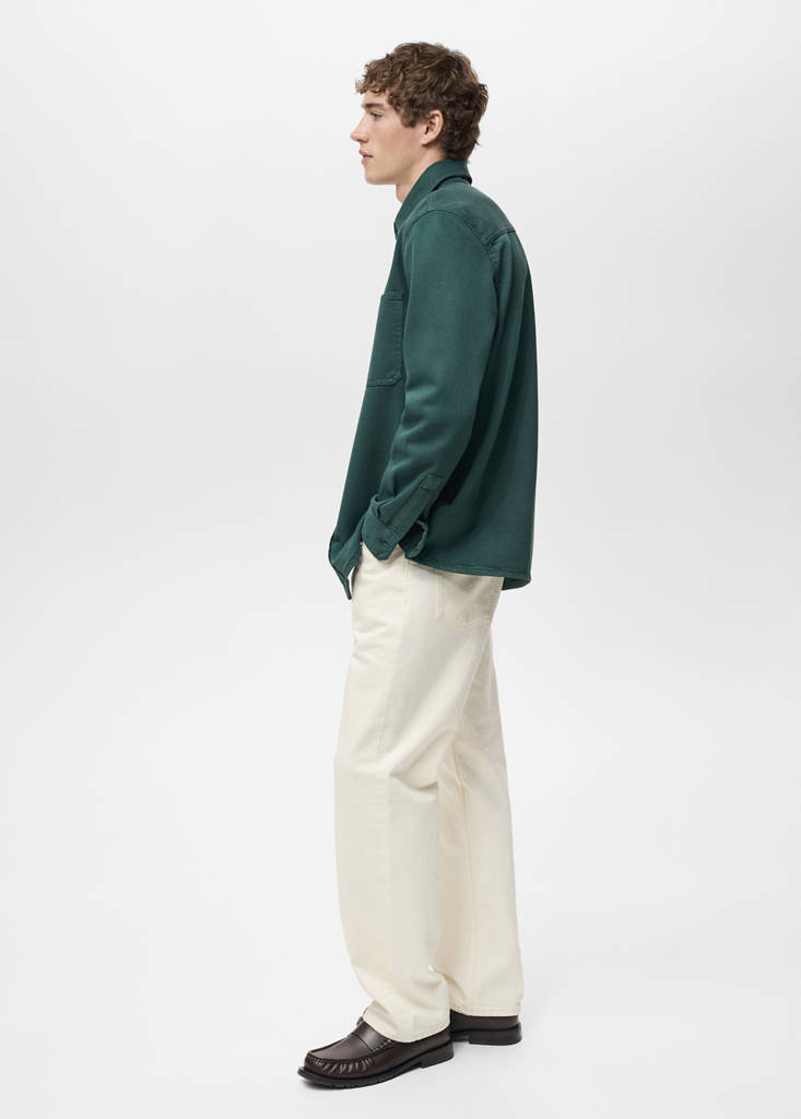 Regular-fit cotton lyocell overshirt — Dark Green