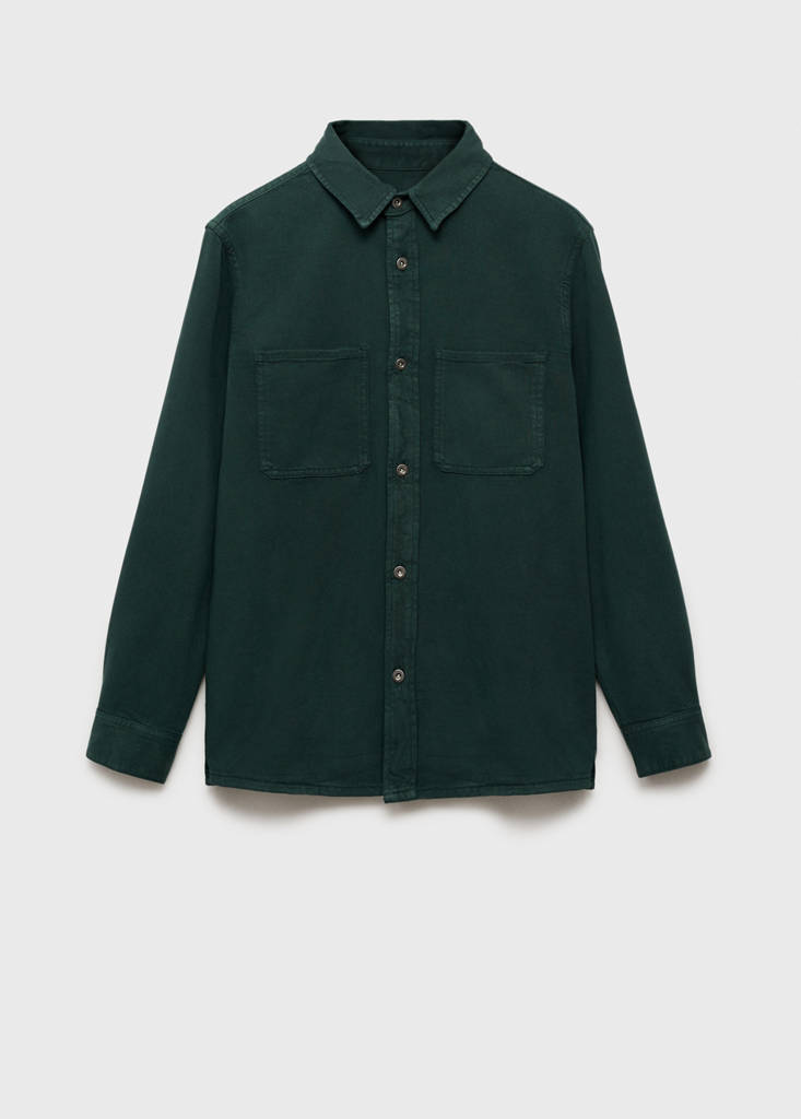 Regular-fit cotton lyocell overshirt — Dark Green