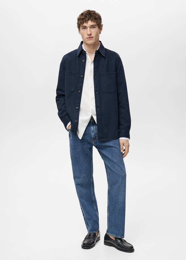 Regular-fit cotton lyocell overshirt — Dark Navy