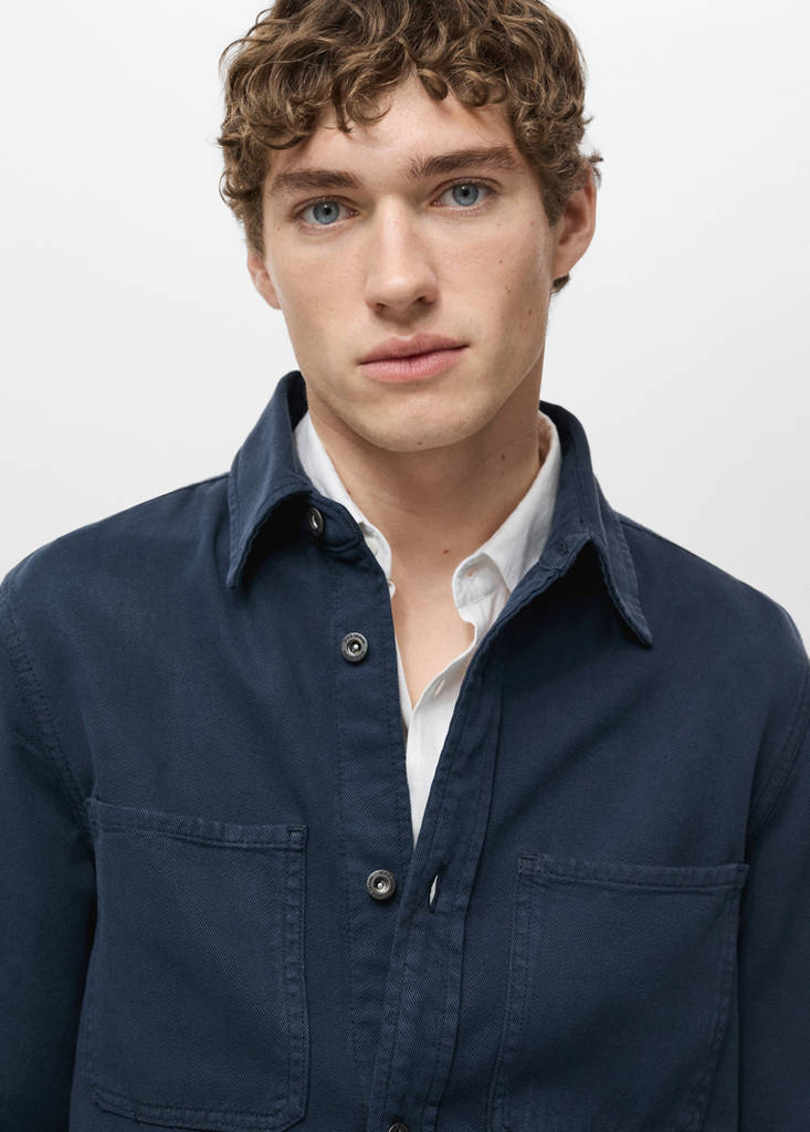 Regular-fit cotton lyocell overshirt — Dark Navy