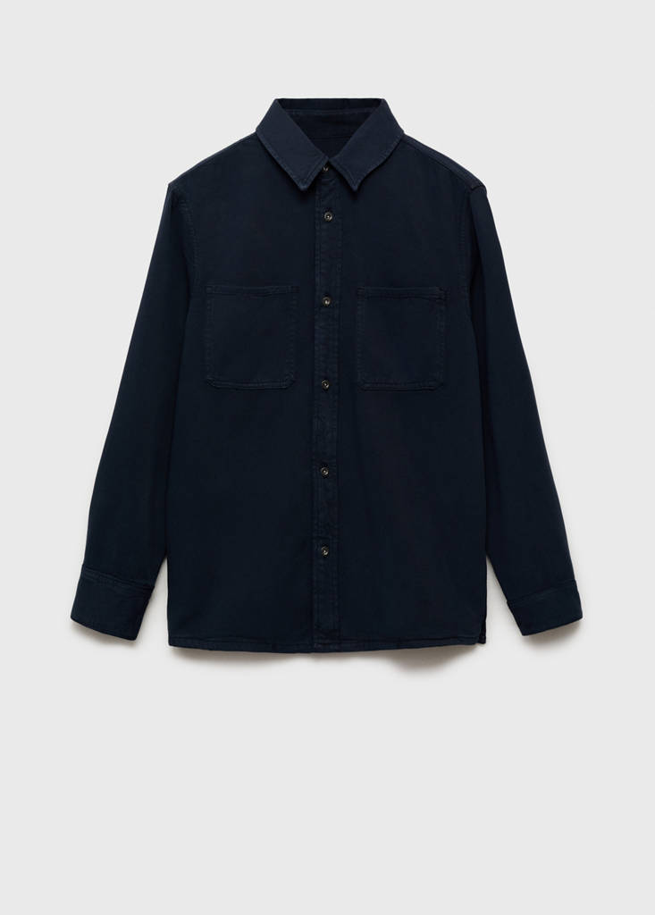 Regular-fit cotton lyocell overshirt — Dark Navy