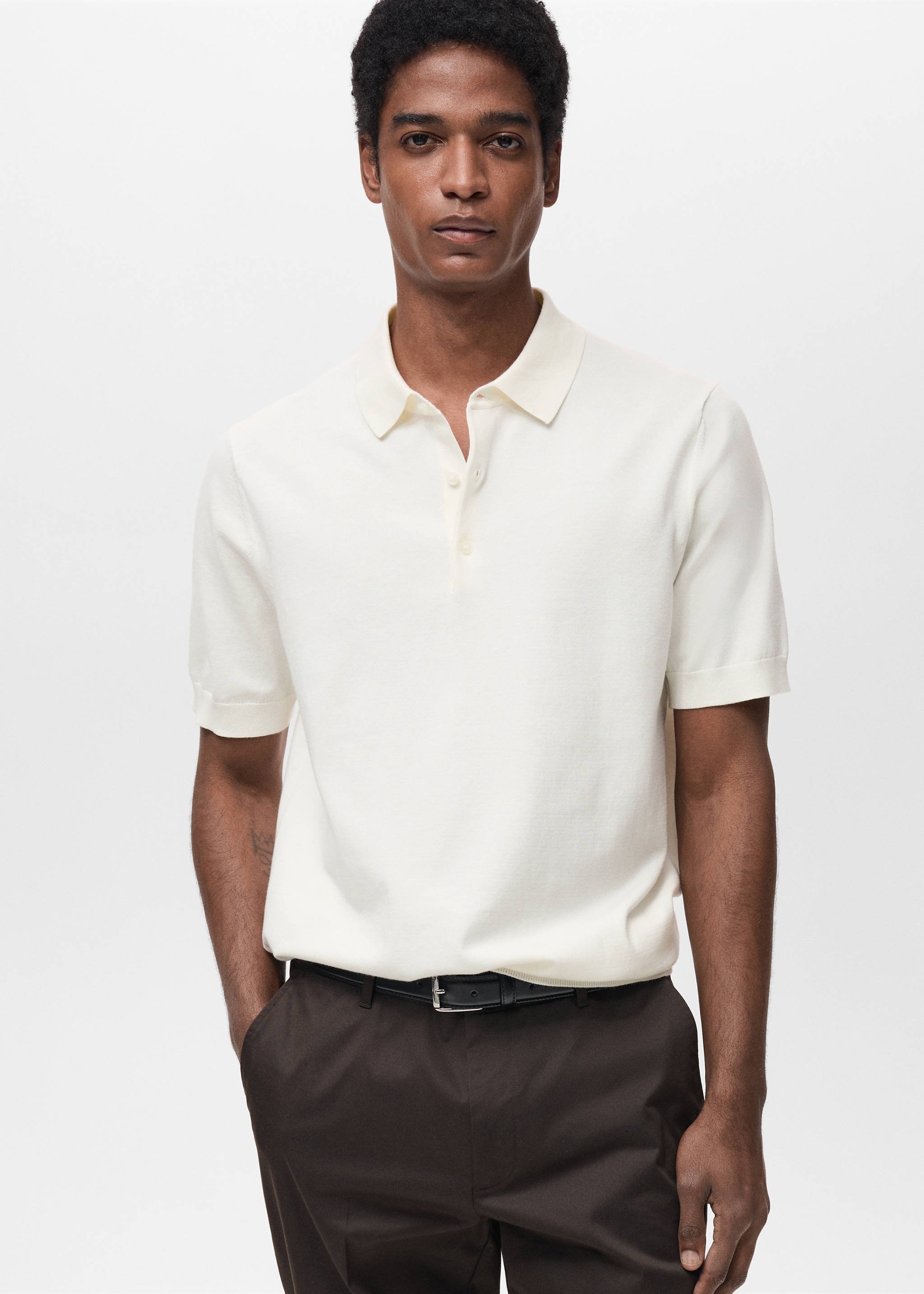 100% cotton fine-knit polo shirt - Medium plane
