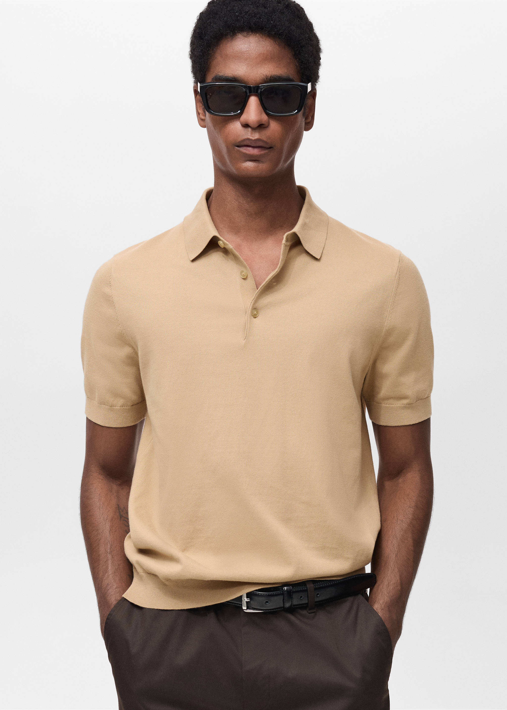 100% cotton fine-knit polo shirt - Medium plane