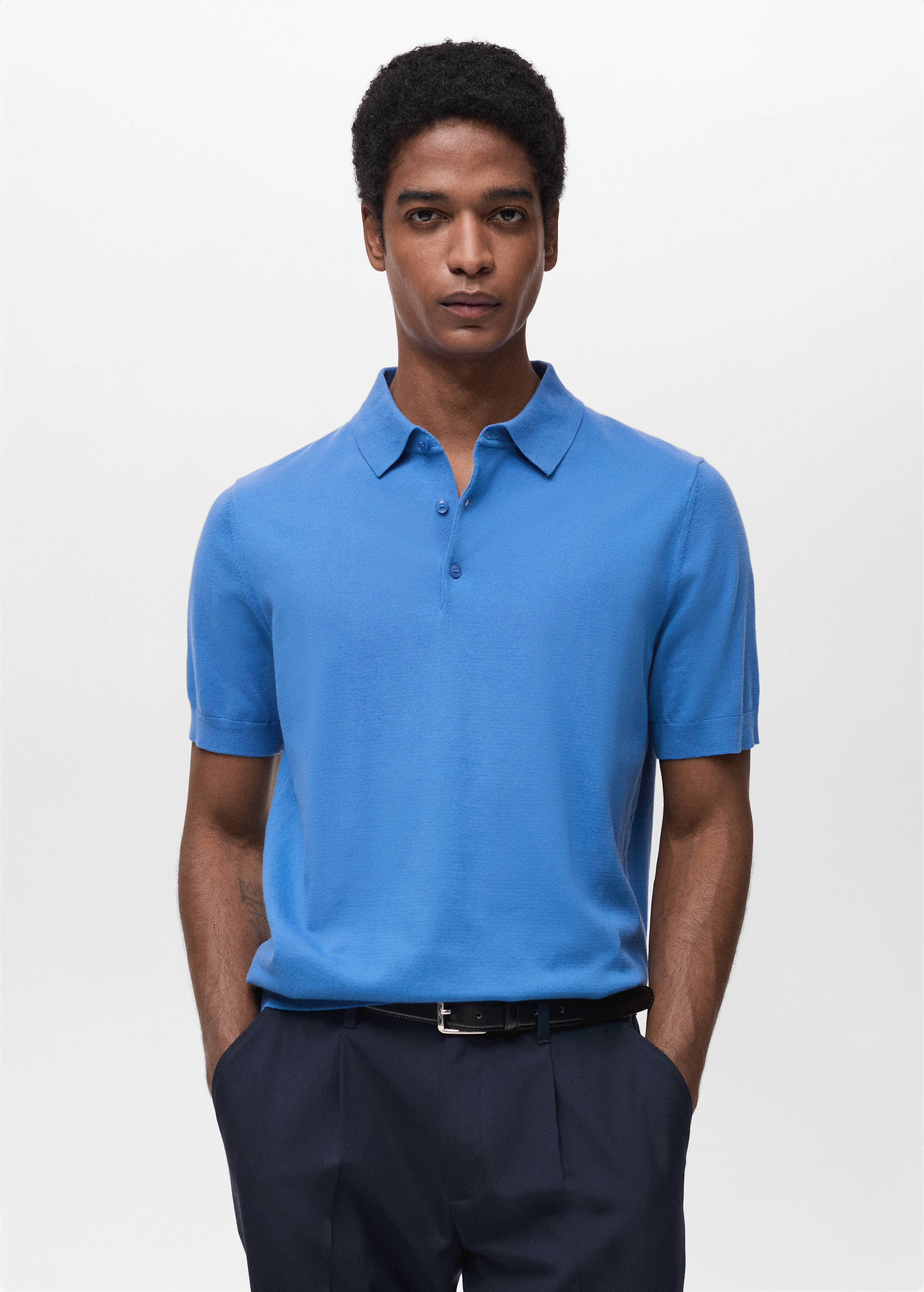 100% cotton fine-knit polo shirt - Medium plane