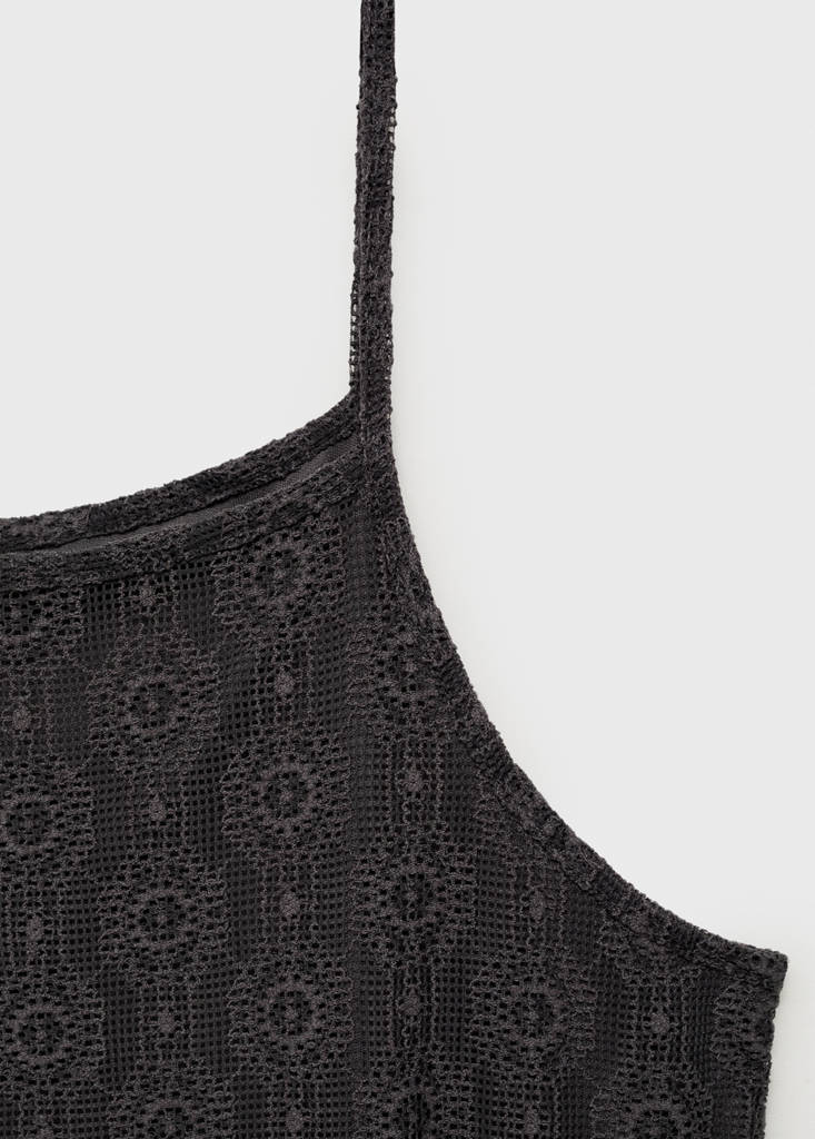 Long lace dress — Charcoal
