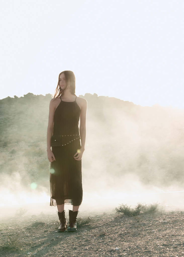 Long lace dress — Charcoal