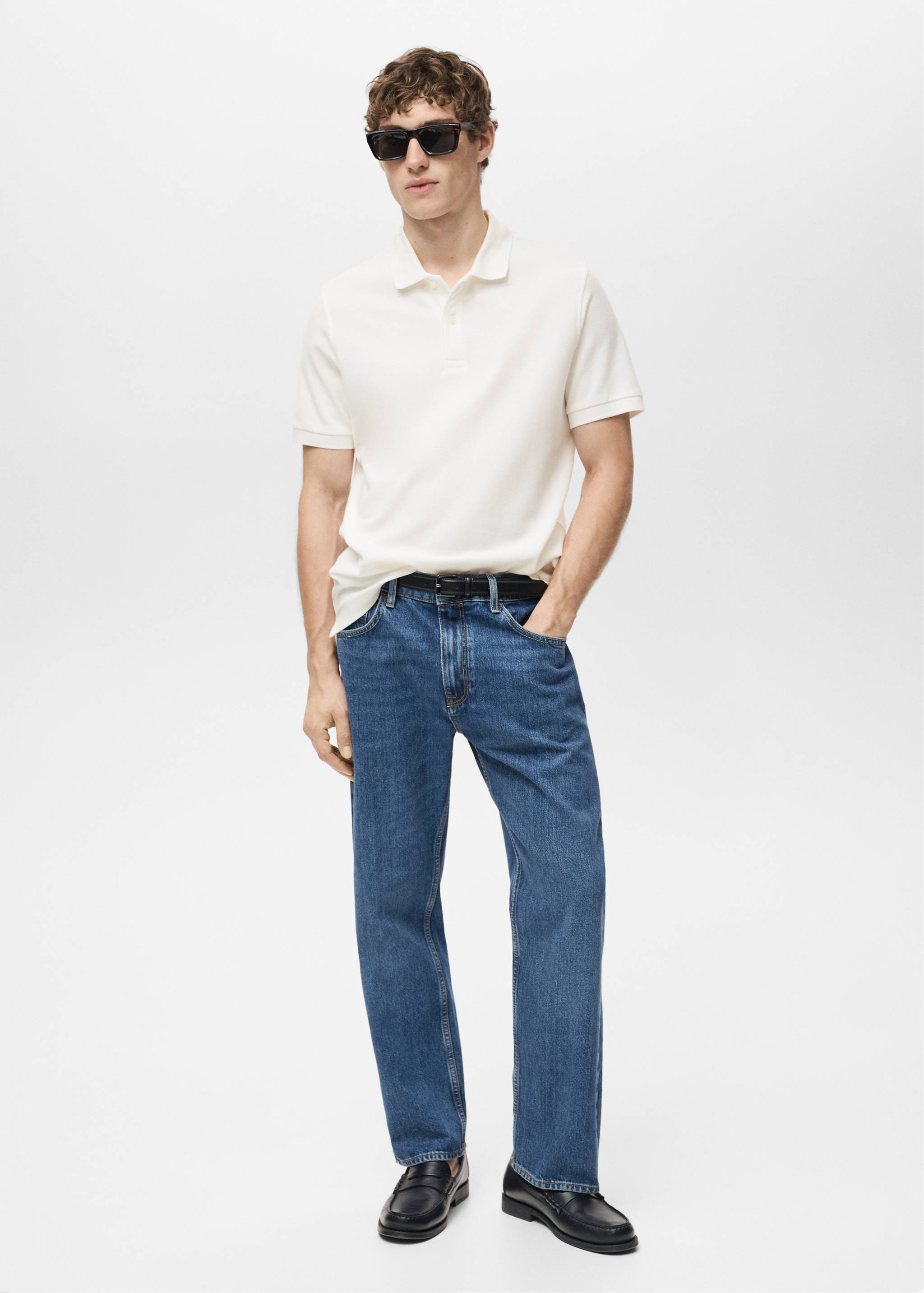 Regular-fit cotton piqué polo shirt - General plane