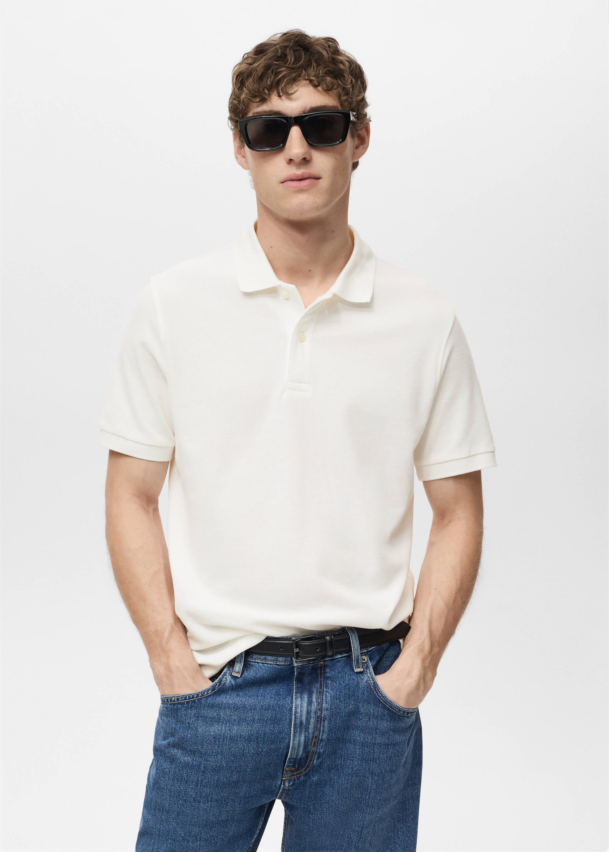 Regular-fit cotton piqué polo shirt - Medium plane