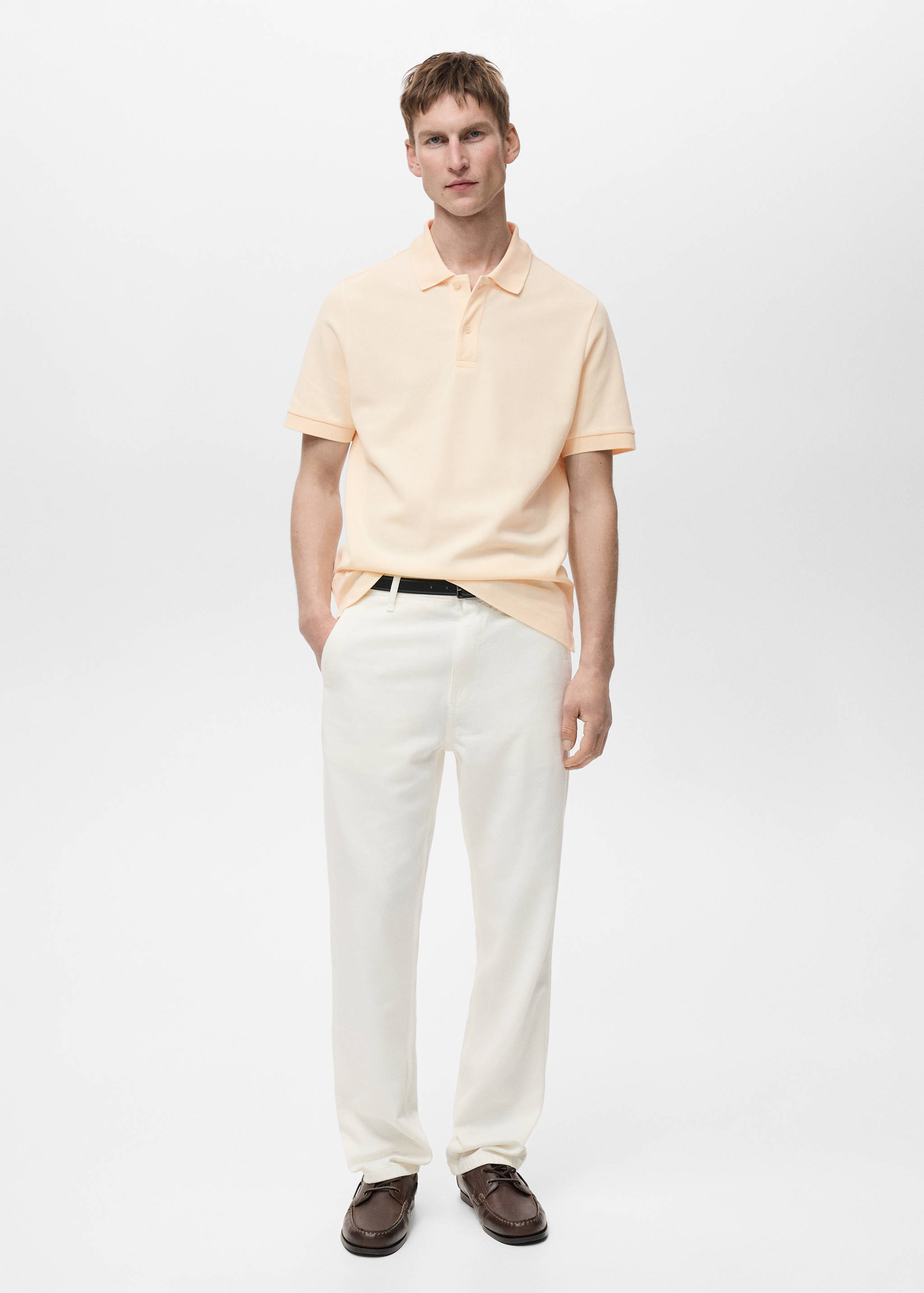 Regular-fit cotton piqué polo shirt - General plane