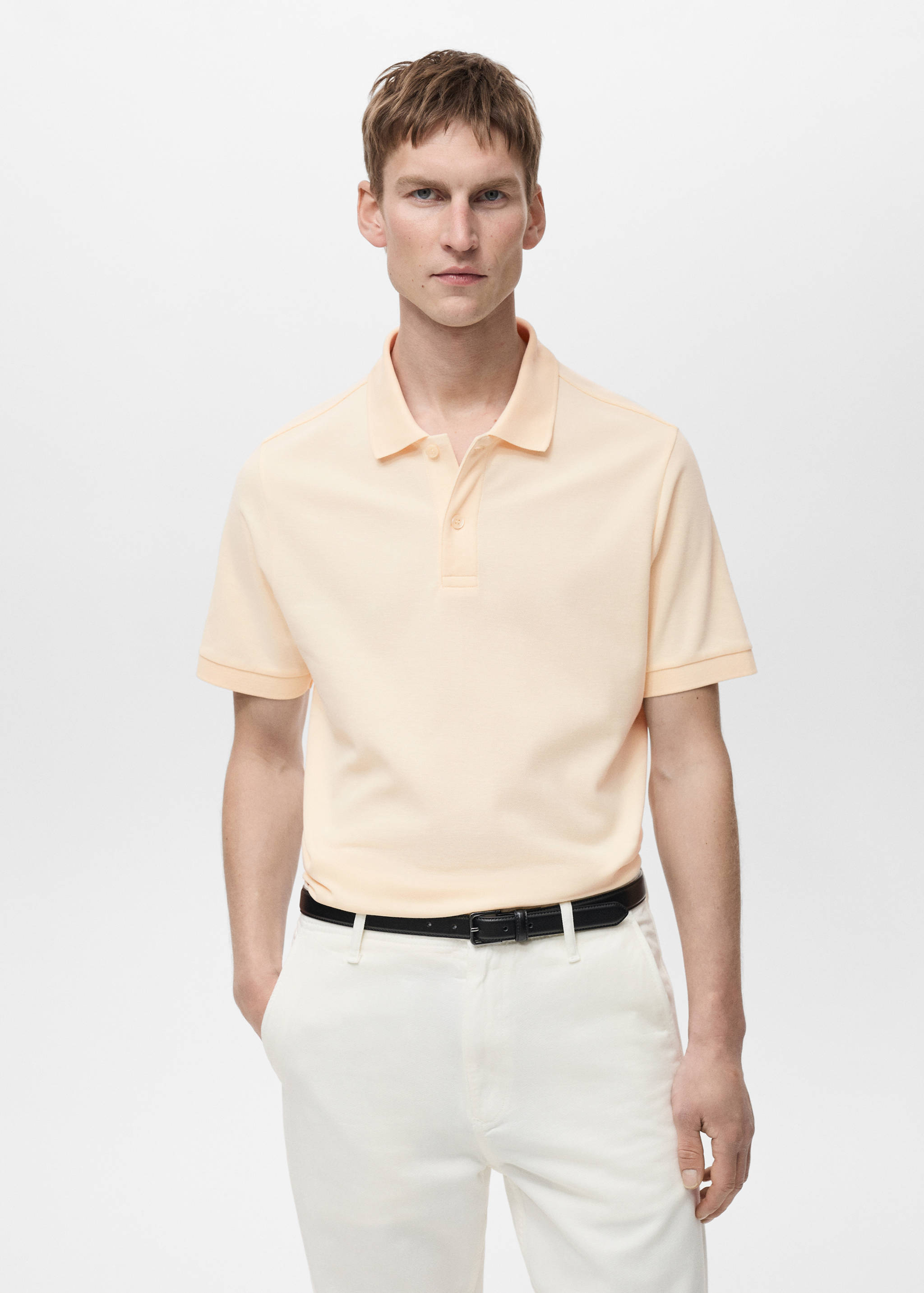 Regular-fit cotton piqué polo shirt - Medium plane