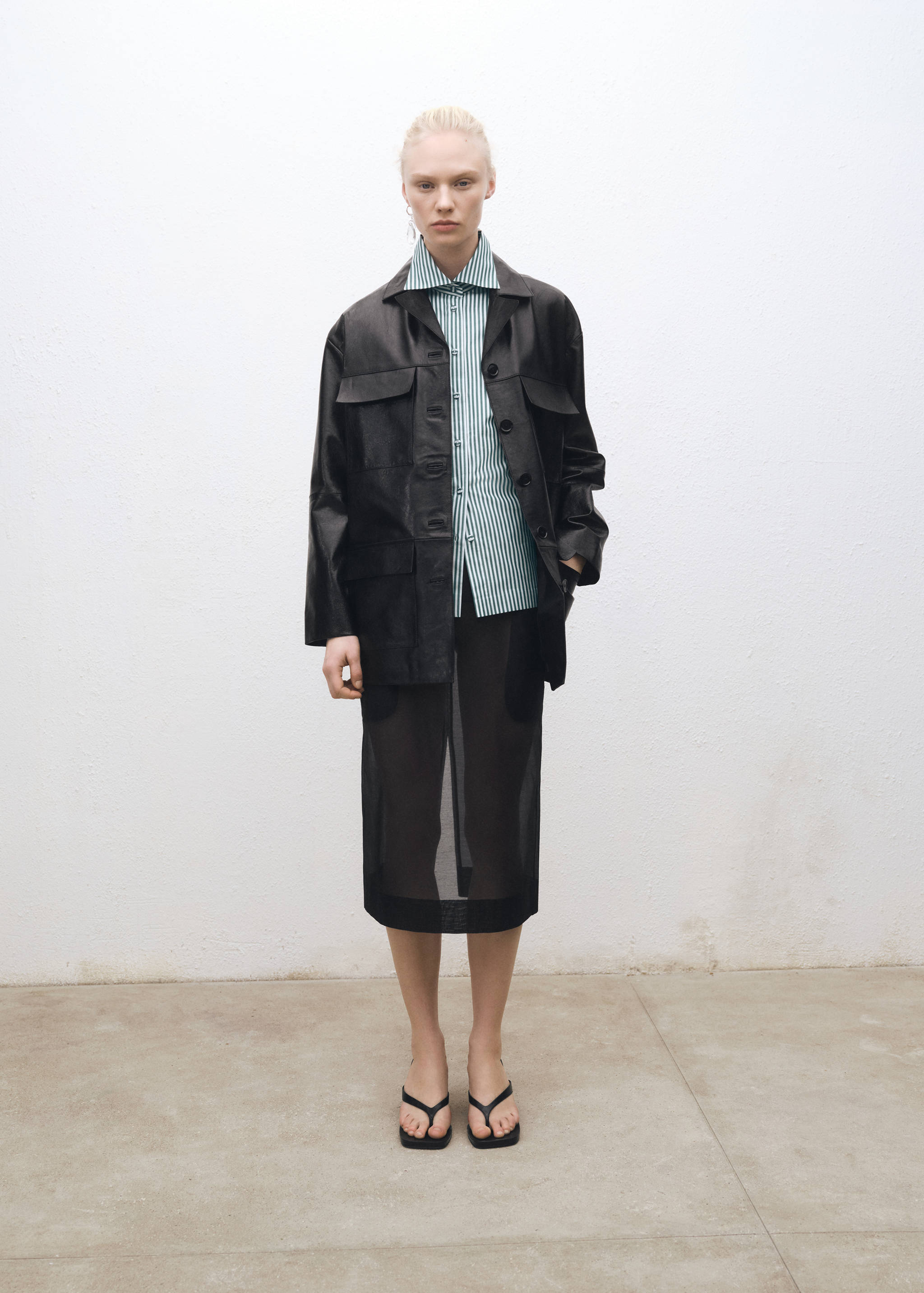 Semi-transparent silk midi-skirt - General plane