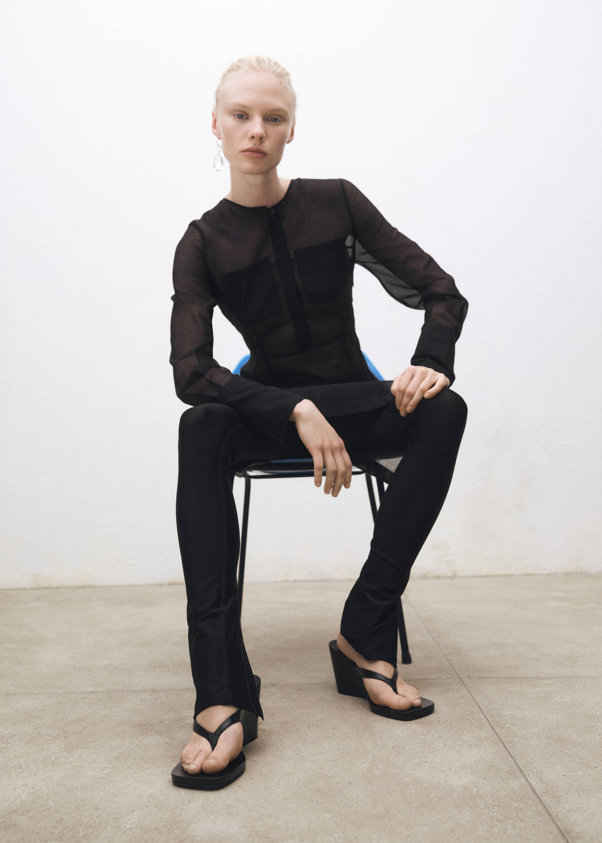 Wedge leather sandals - General plane