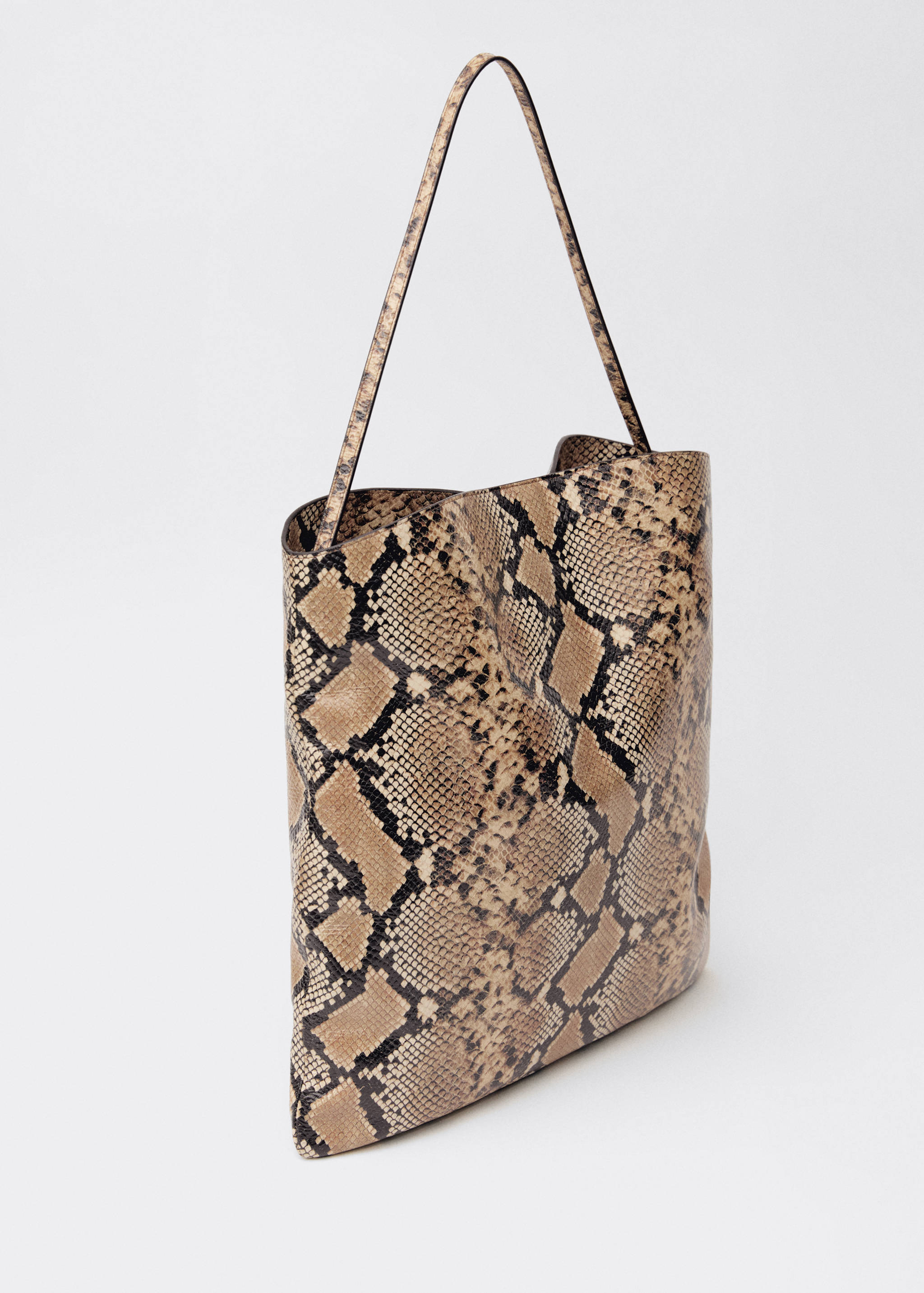 Animal-print leather bag with metal handle - Medium plane