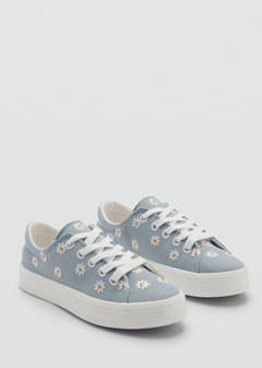 Floral-embroidered trainers — Sky Blue 2