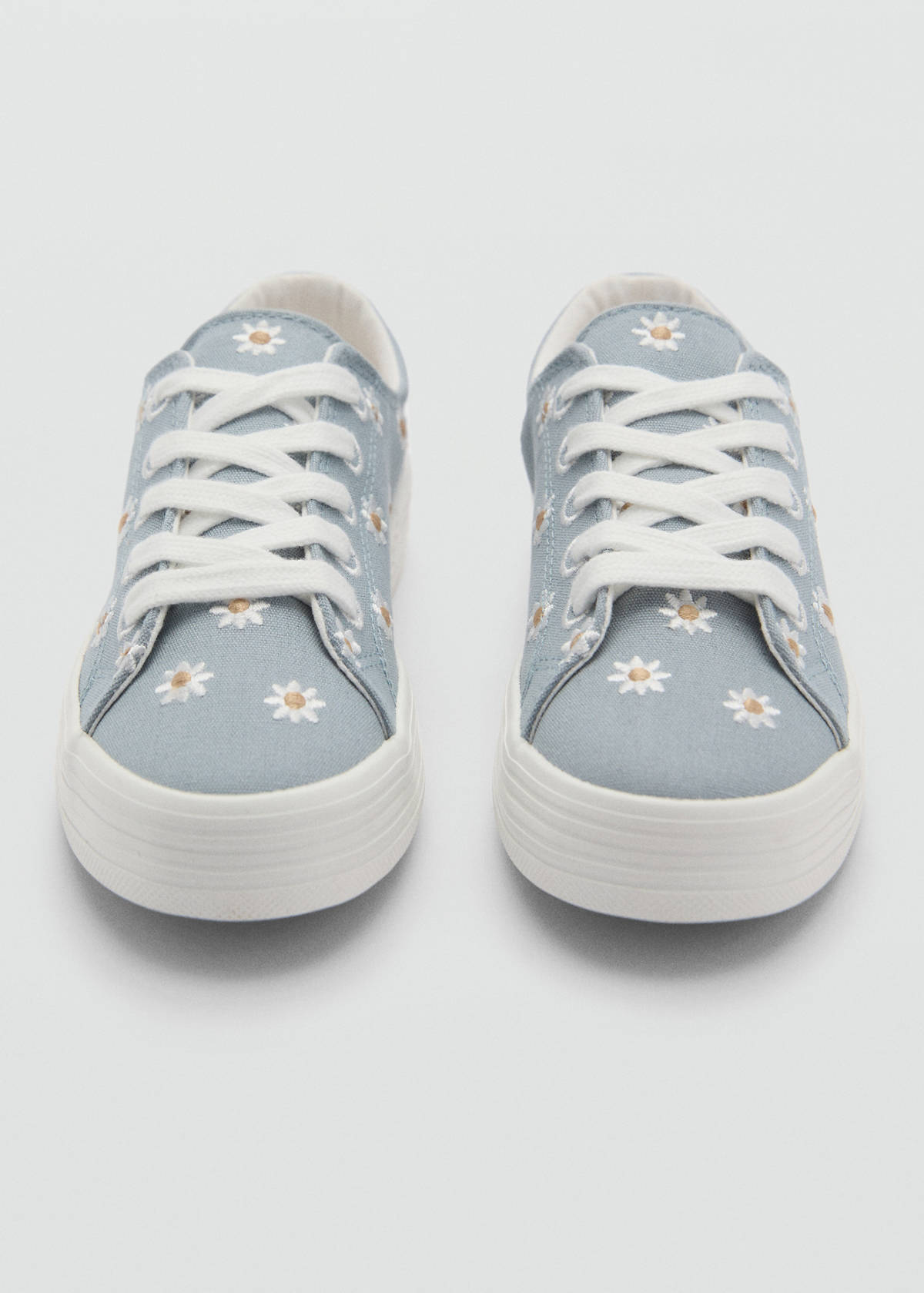 Floral-embroidered trainers — Sky Blue