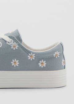 Floral-embroidered trainers — Sky Blue 4