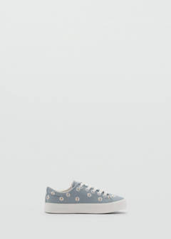 Floral-embroidered trainers — Sky Blue 1