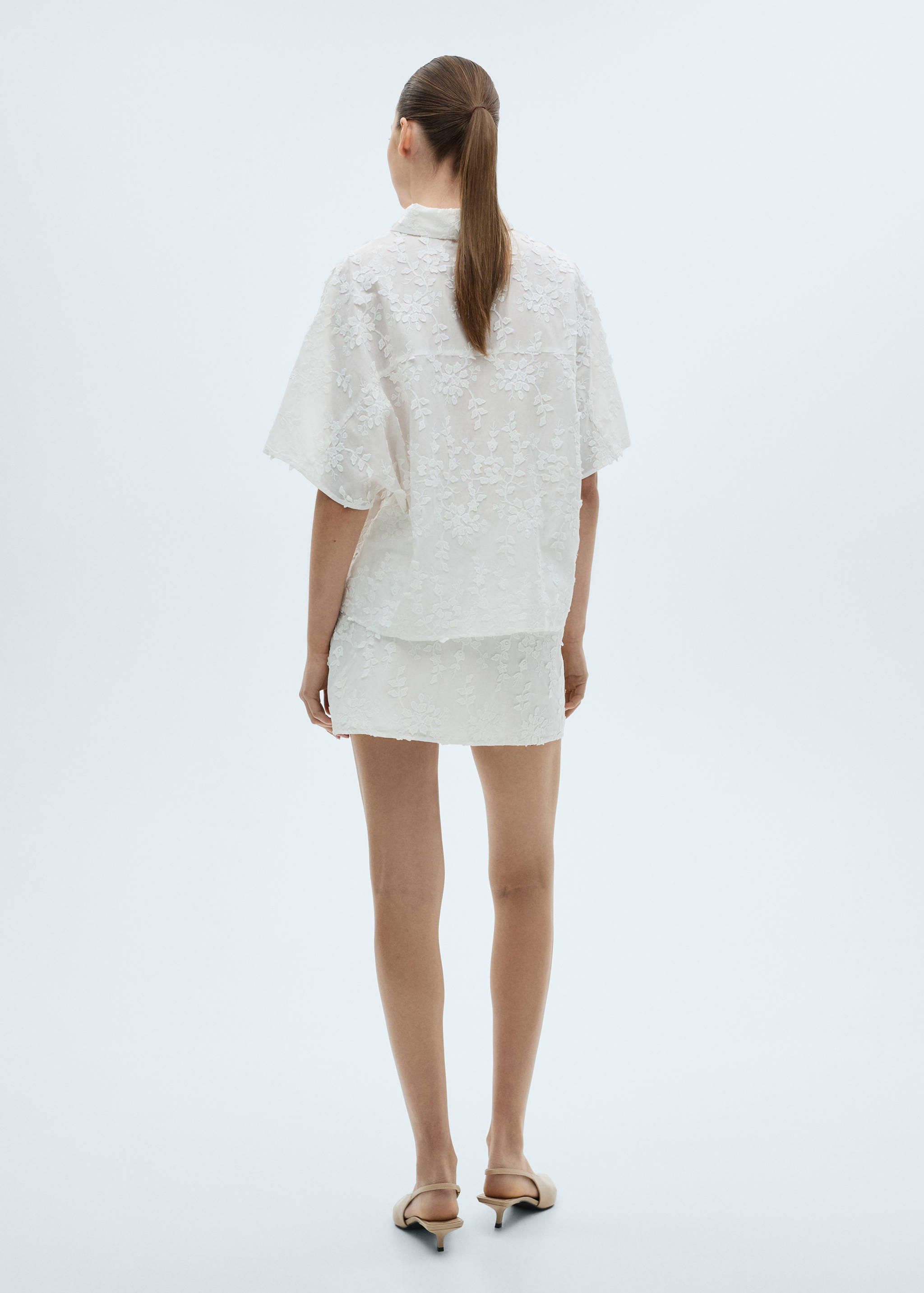 Floral-embroidered cotton skirt - Reverse of the article