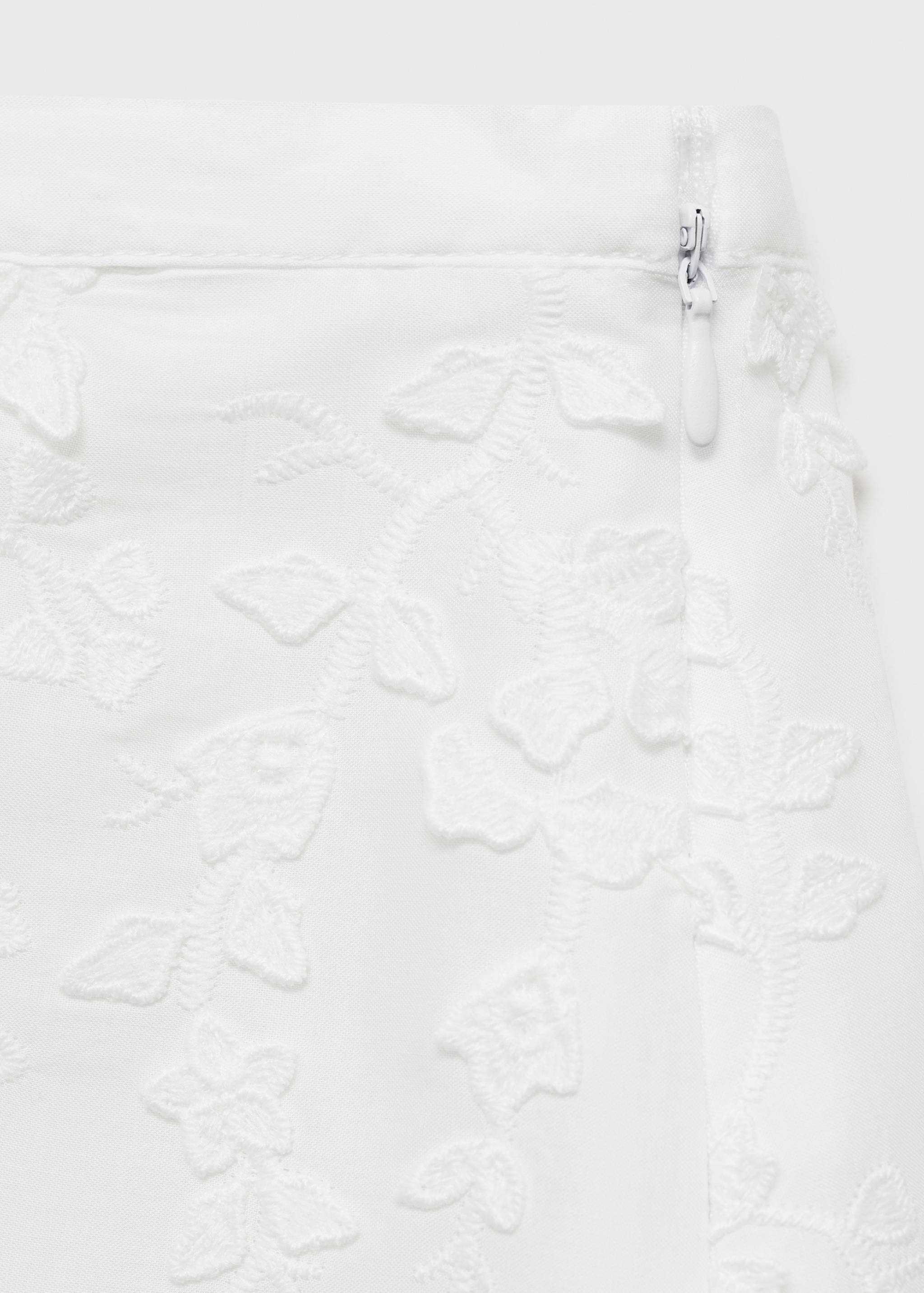 Floral-embroidered cotton skirt - Details of the article 0