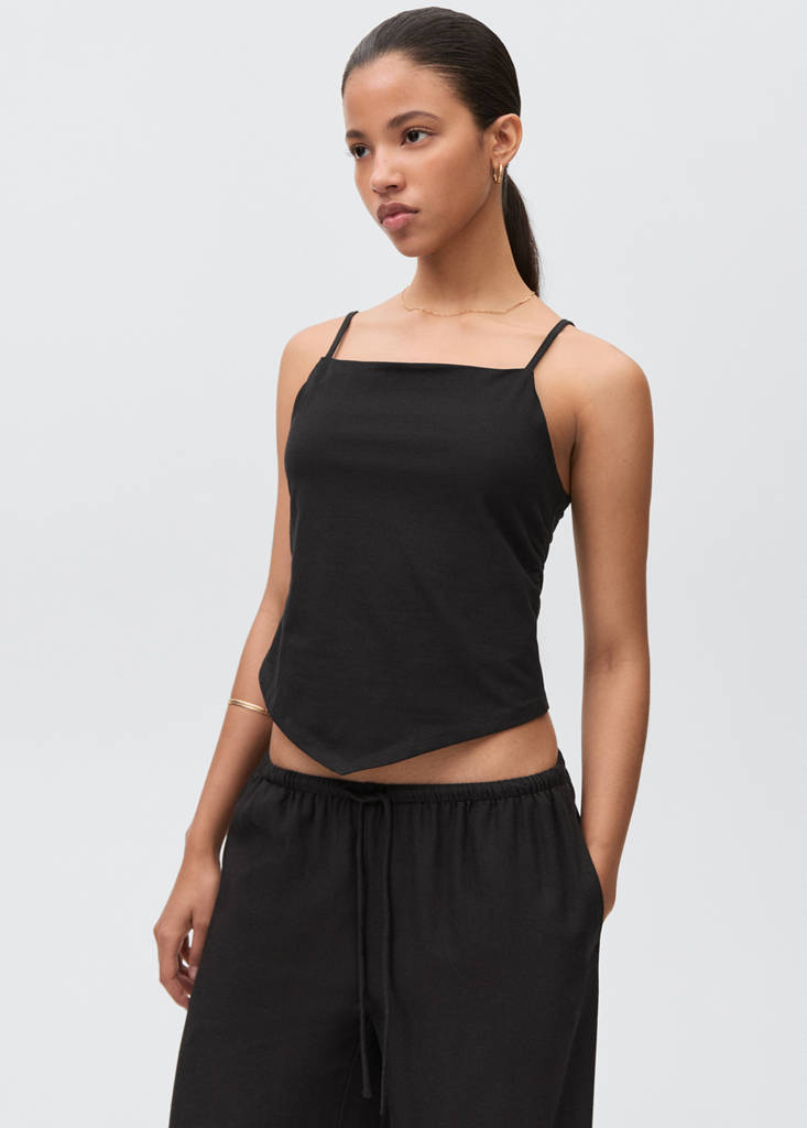 V-neck bandana top — Black