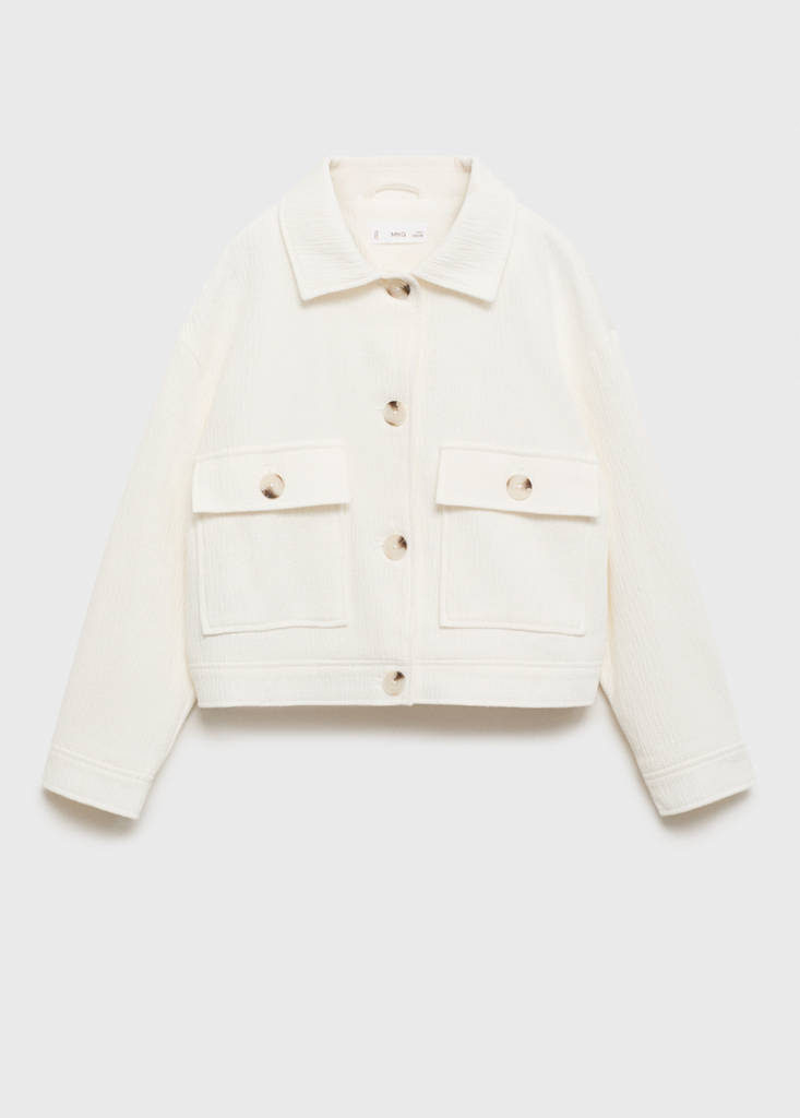 Pocket textured jacket — Ecru