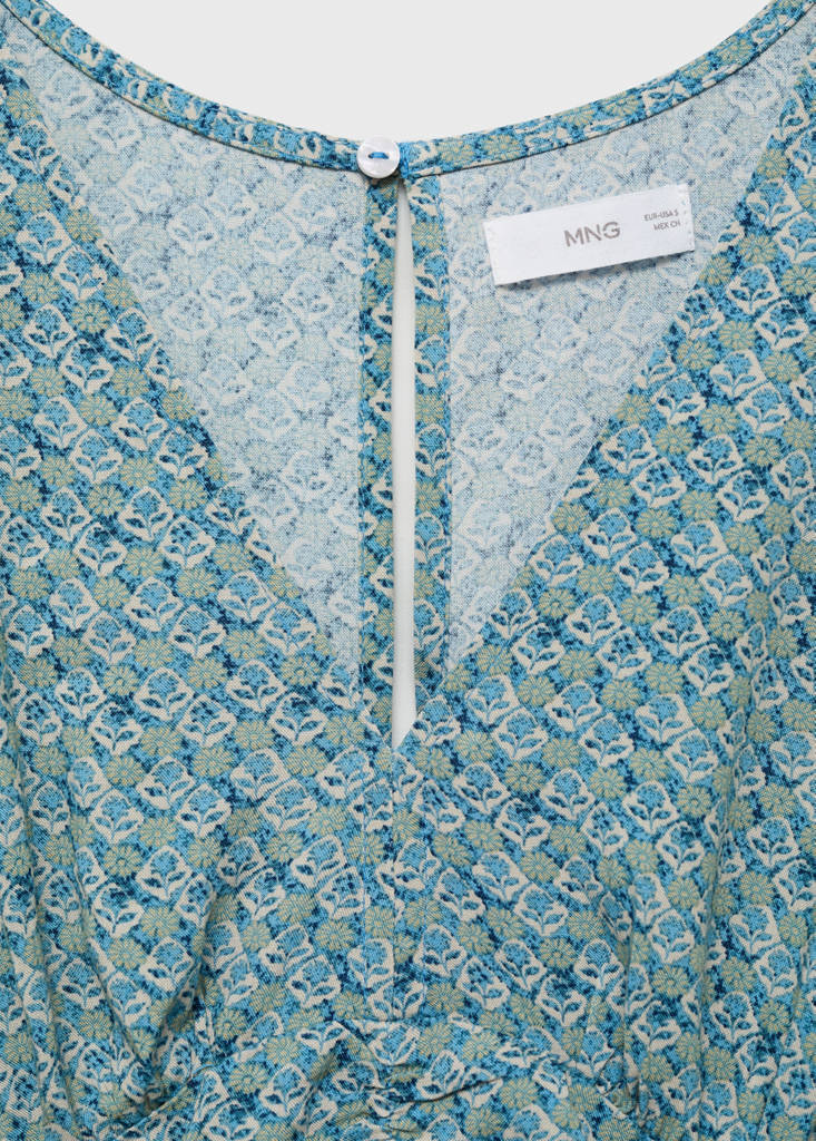Printed dress with draped detail — Petrol Blue
