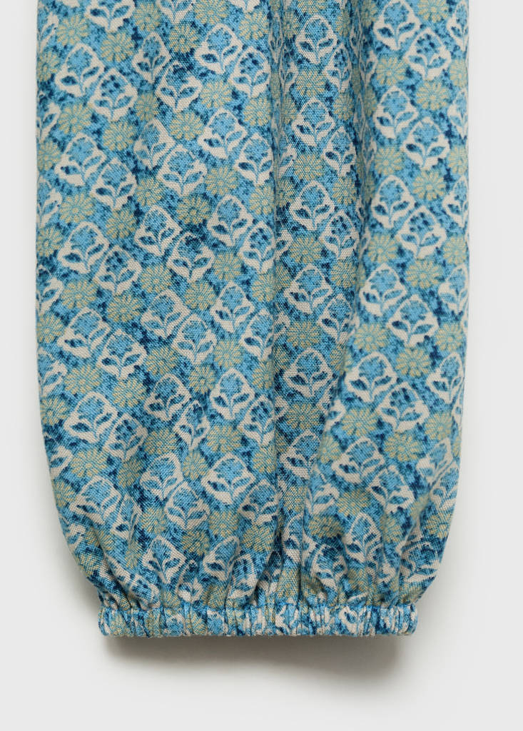 Printed dress with draped detail — Petrol Blue
