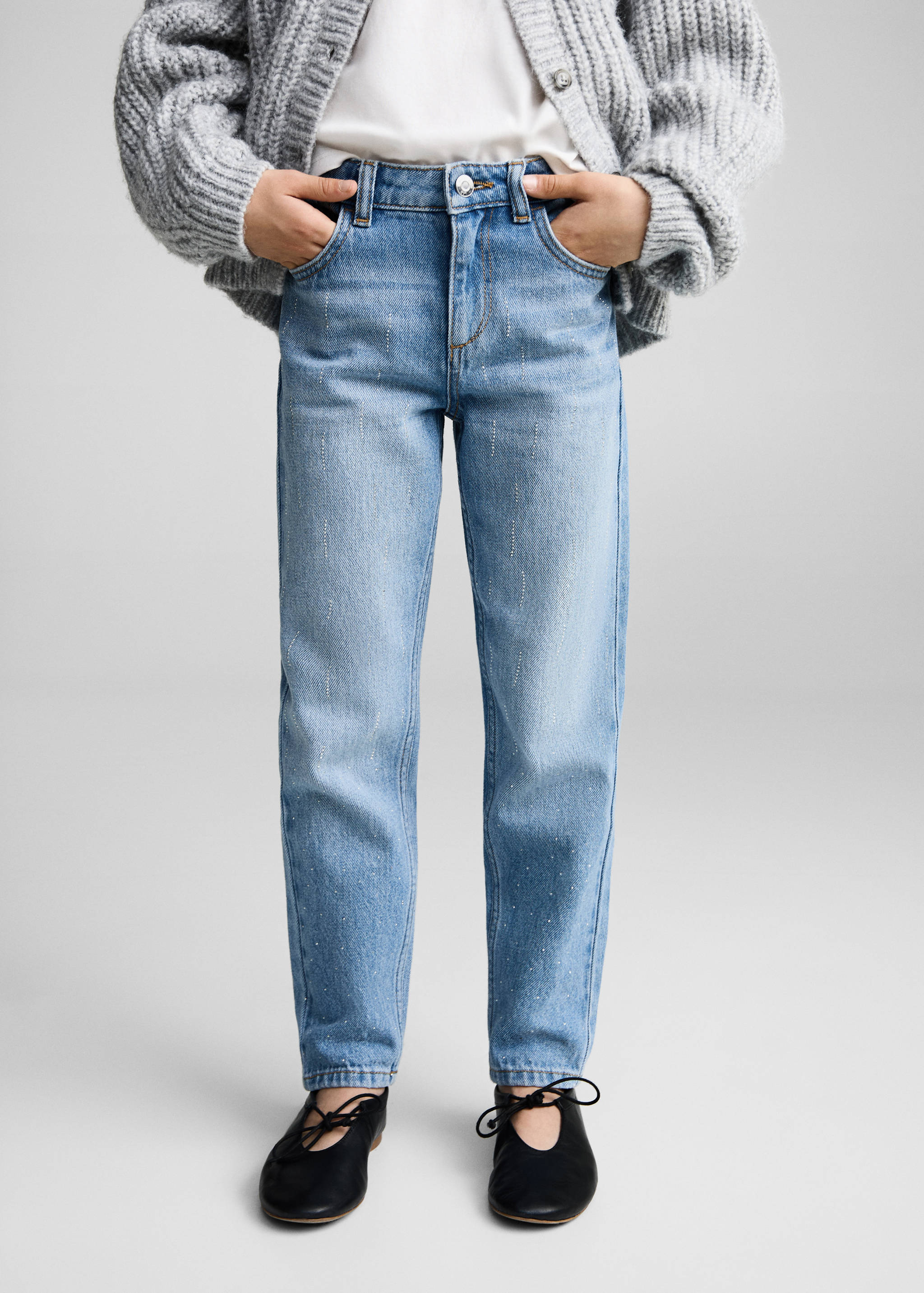 Mom-fit jeans with shiny detail - Medium plane
