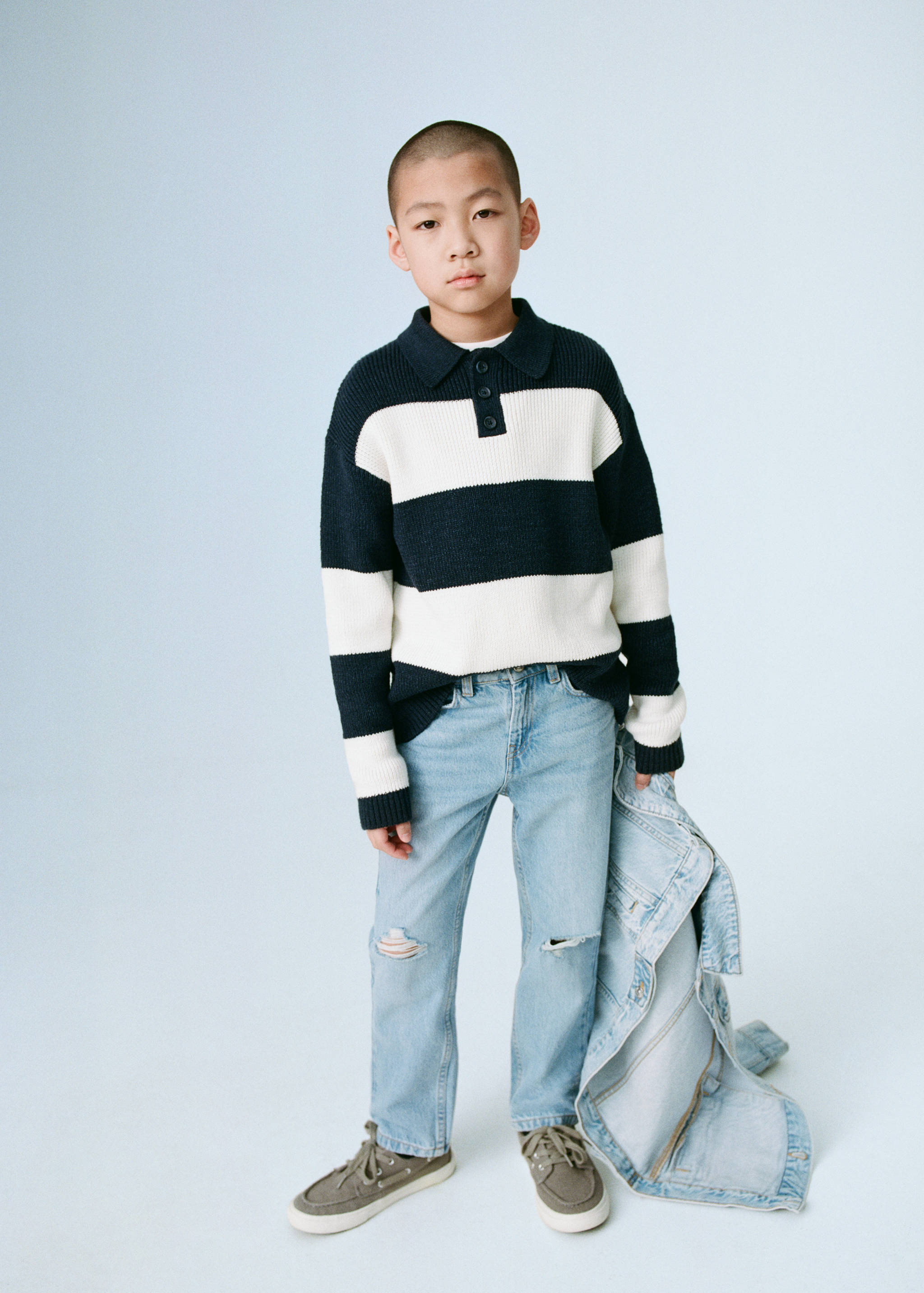 Striped polo-style sweater - Details of the article 5