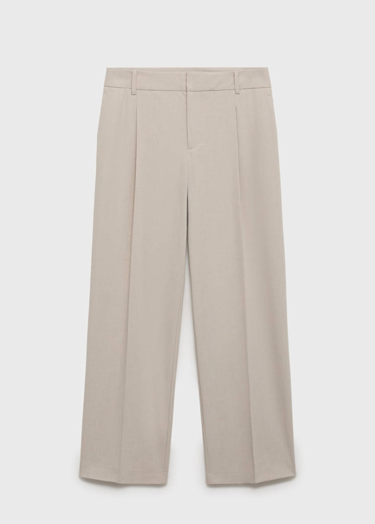 Straight-fit pleated trousers — Beige