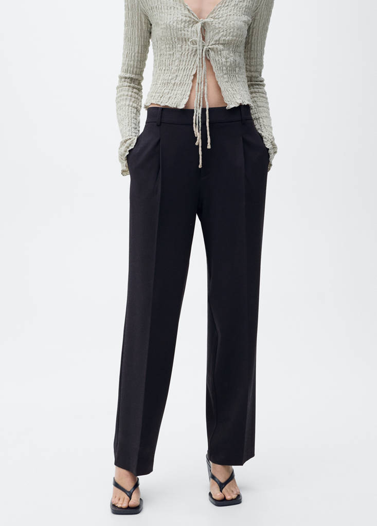 Straight-fit pleated trousers — Dark Navy