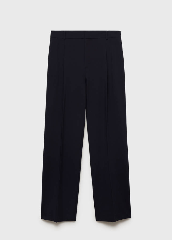 Straight-fit pleated trousers — Dark Navy