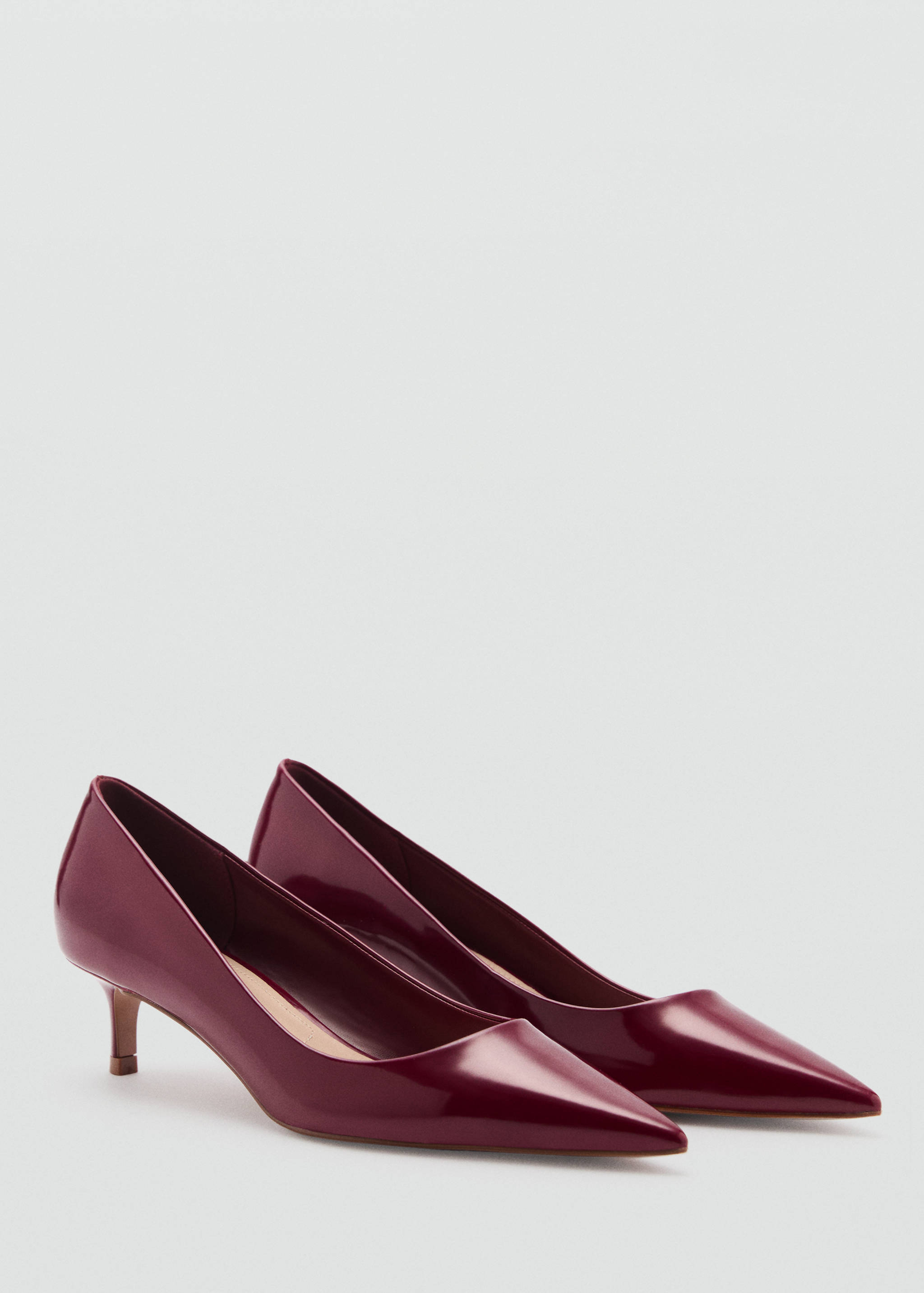 Kitten-heel pointed-toe shoes with patent leather effect - Medium plane