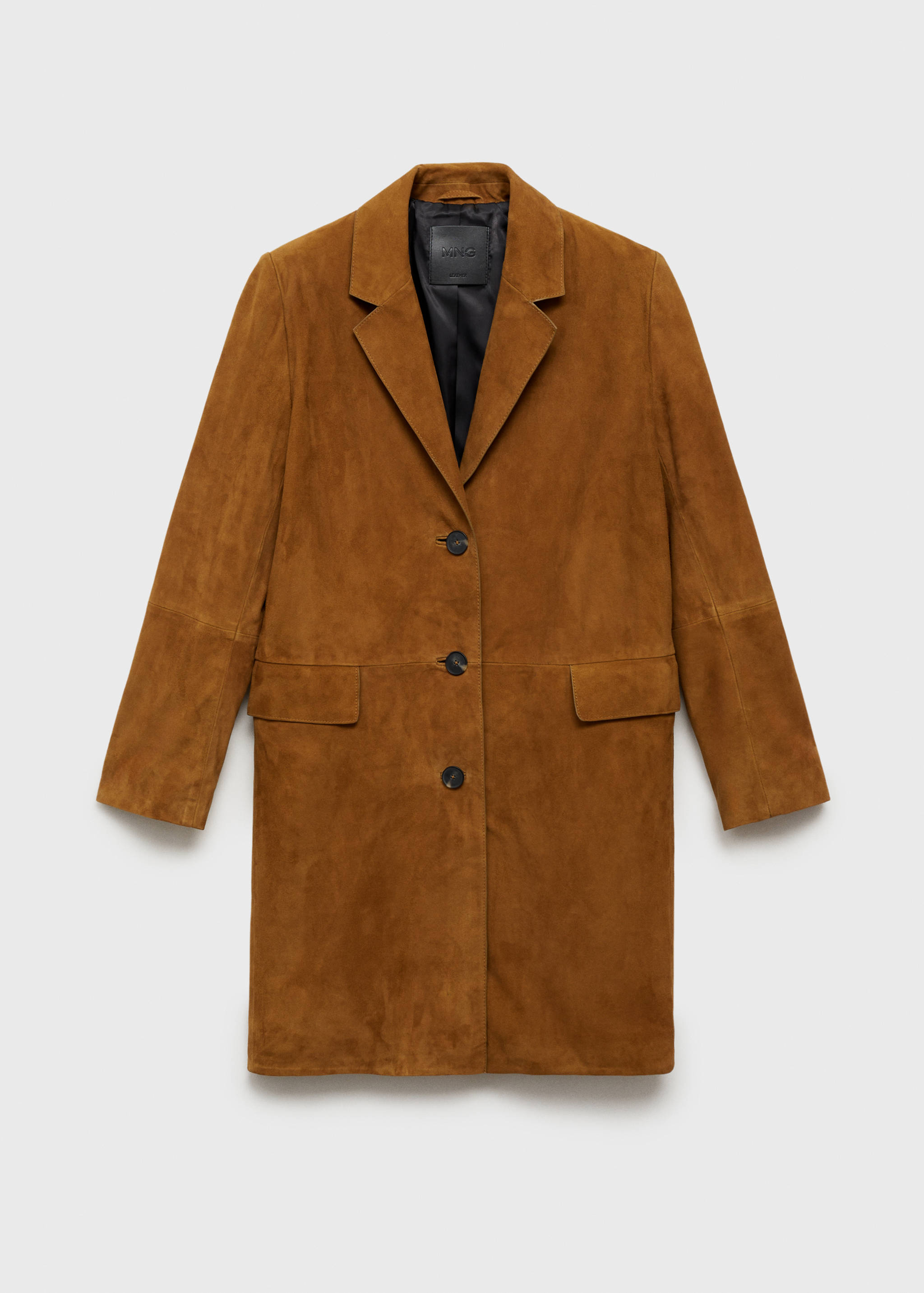 Lapelled suede coat - Article without model
