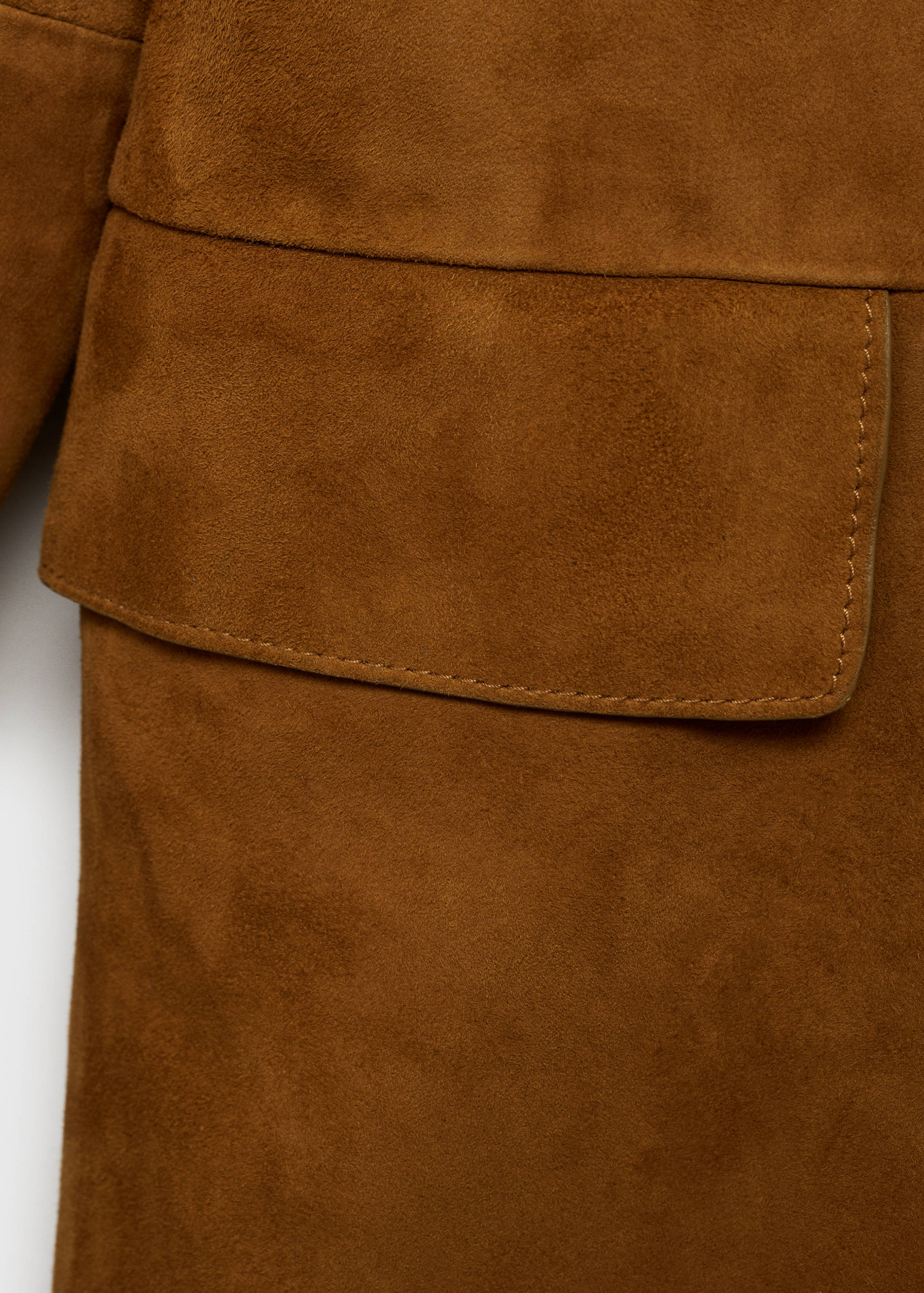 Lapelled suede coat - Details of the article 0