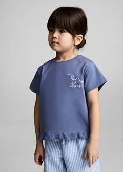 Embroidered cotton T-shirt — Blue 1