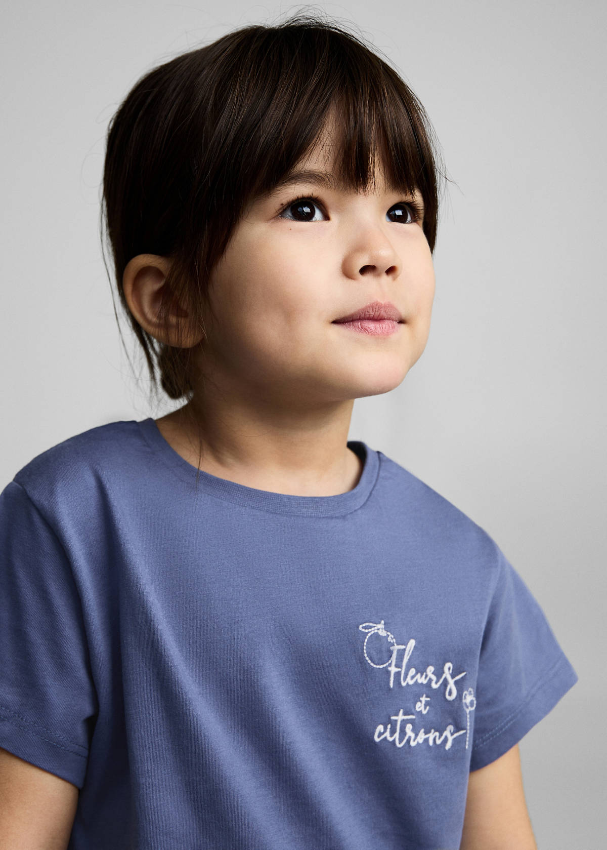 Embroidered cotton T-shirt — Blue