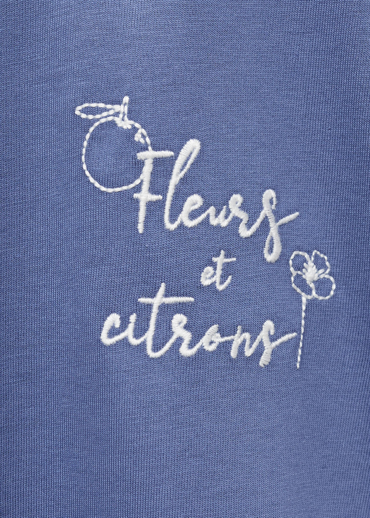 Embroidered cotton T-shirt — Blue