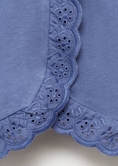 Embroidered cotton T-shirt — Blue 8