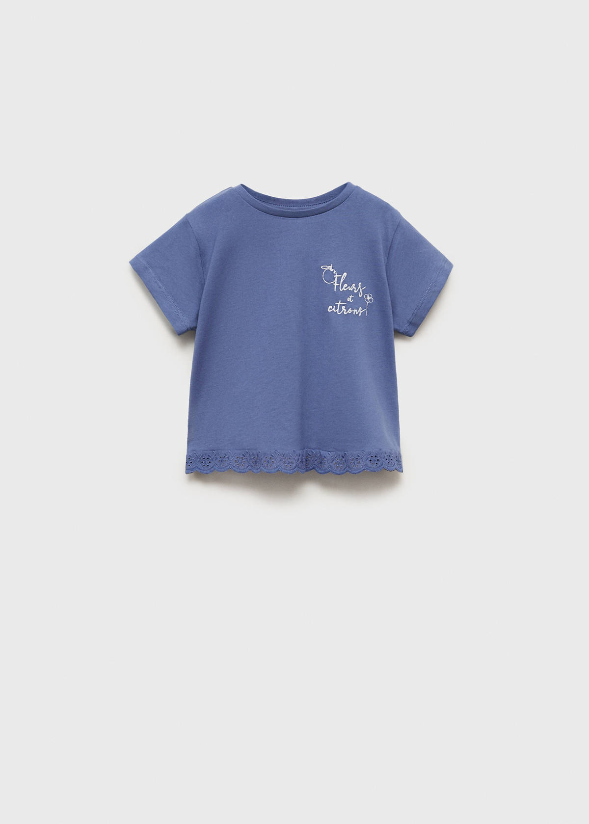 Embroidered cotton T-shirt — Blue