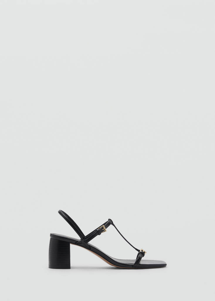 High-heeled sandals with buckle straps — Black