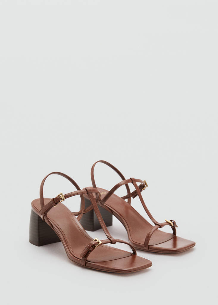 High-heeled sandals with buckle straps — Leather