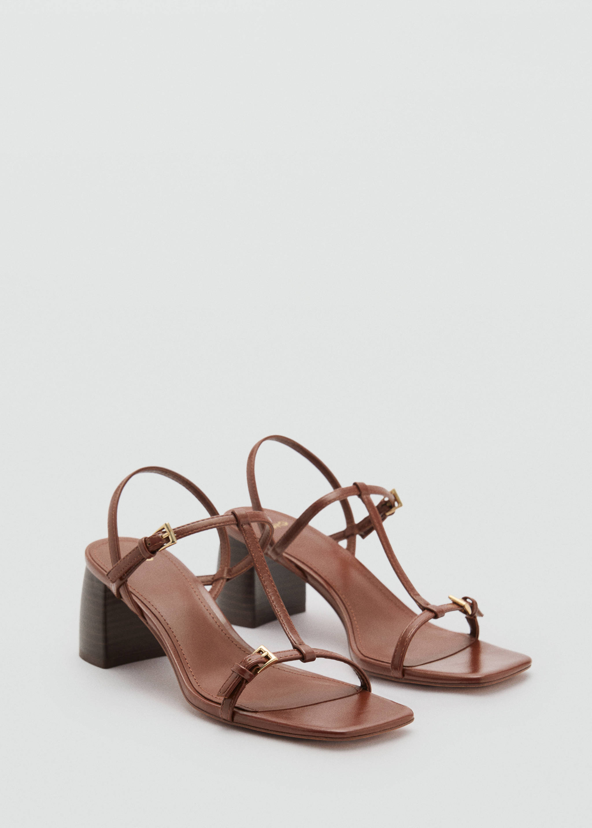 High-heeled sandals with buckle straps - Medium plane