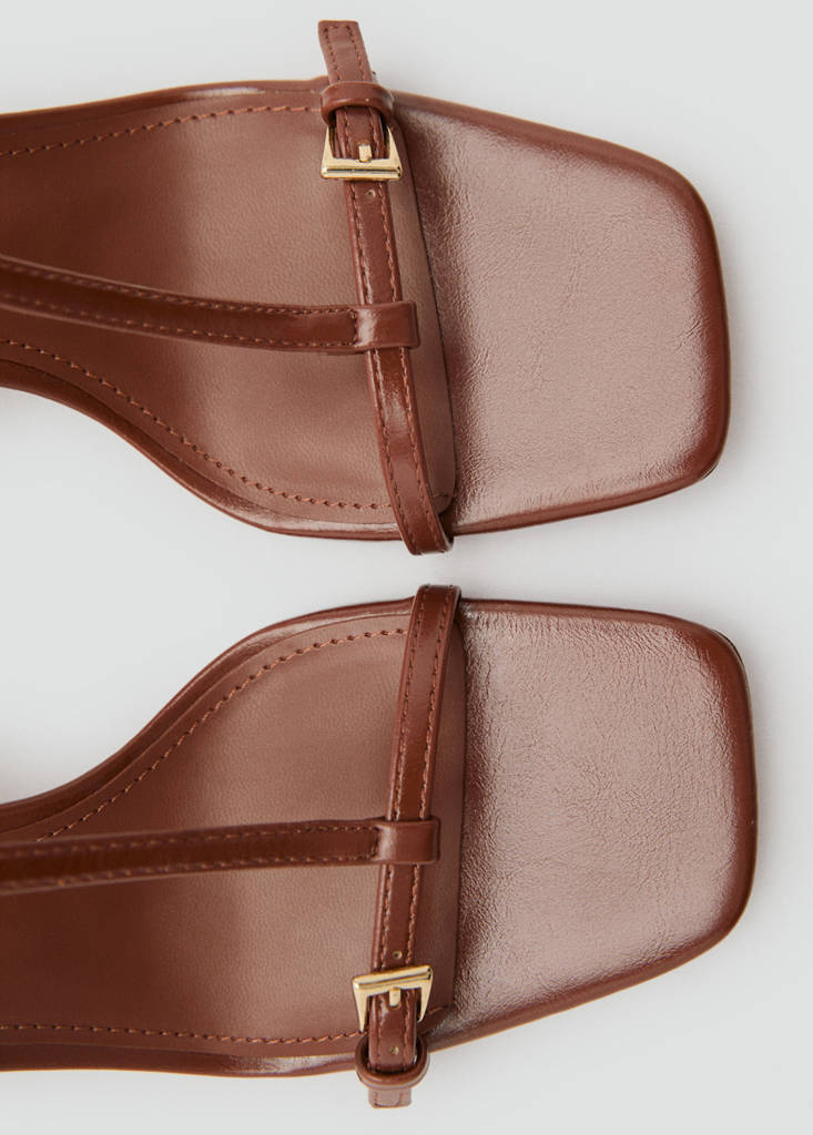High-heeled sandals with buckle straps — Leather