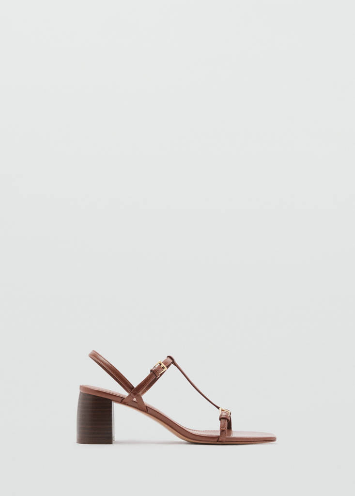 High-heeled sandals with buckle straps — Leather