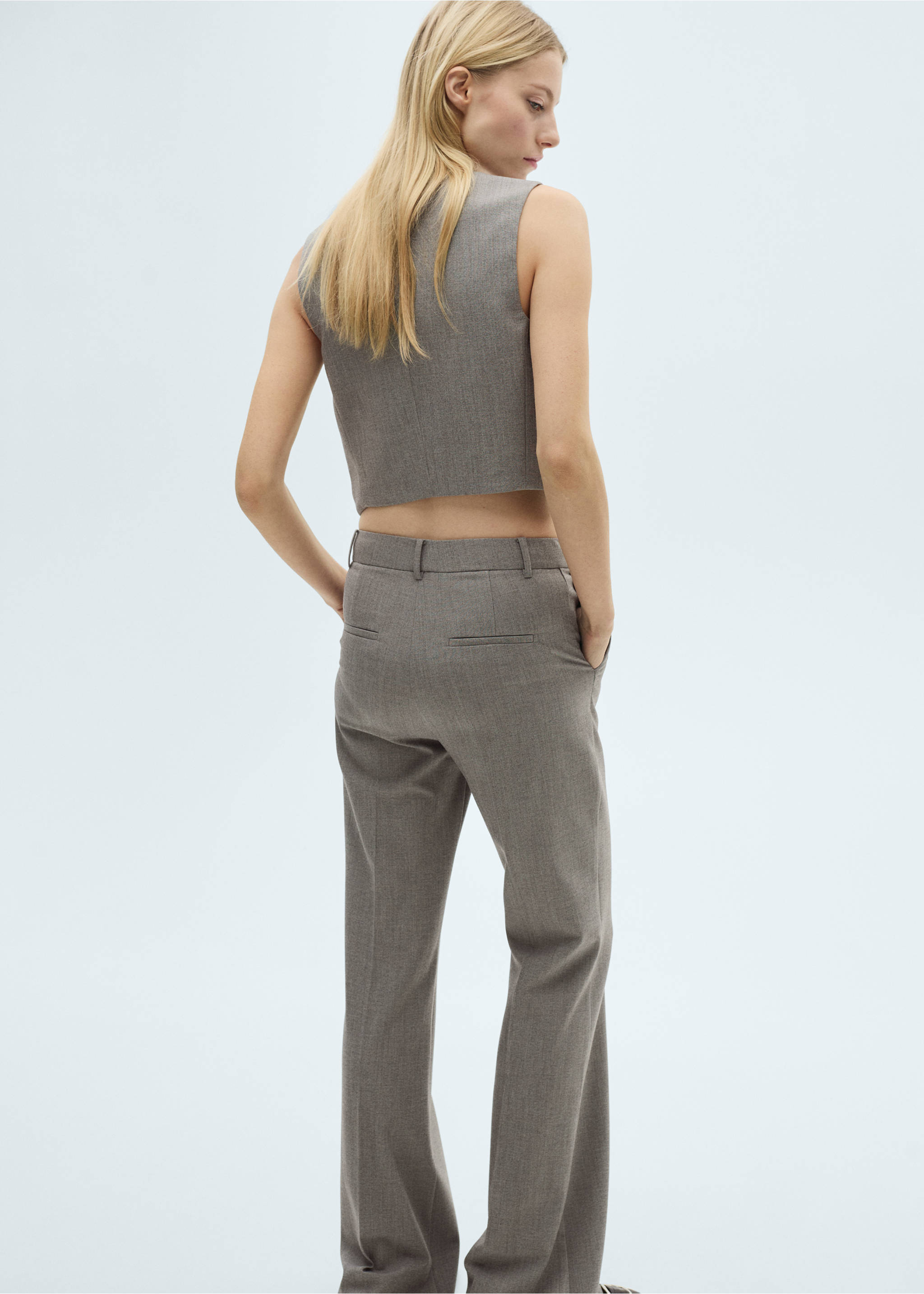 Cropped suit vest - Reverse of the article, Grey. Ref: 87095139-00.