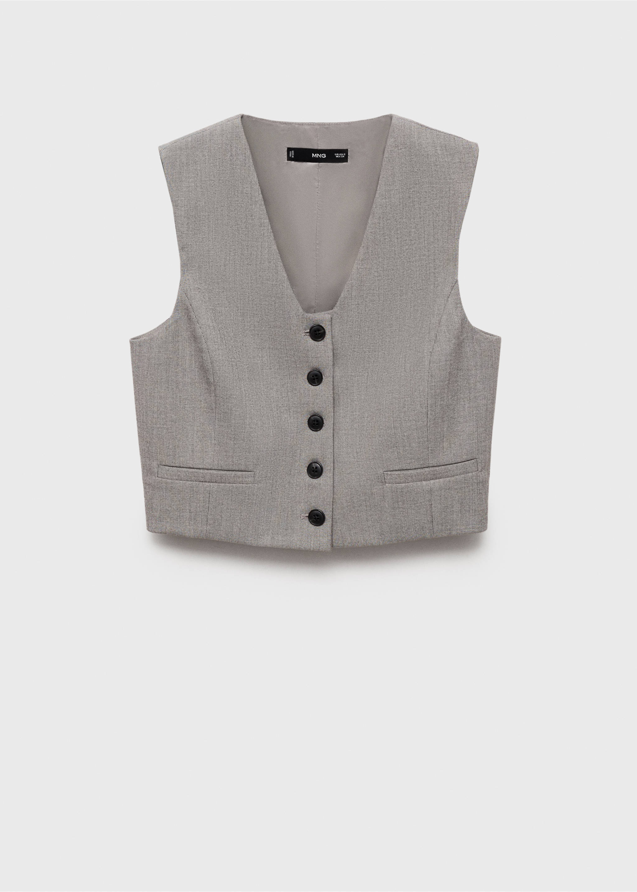 Cropped suit vest - Article without model, Grey. Ref: 87095139-00.